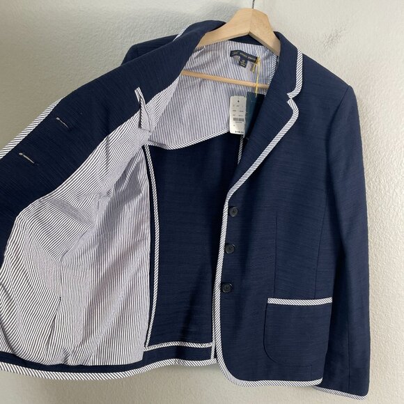 NEW 346 Brooks Brothers Womens 12 Navy Blazer Cotton Jacket Nautical Preppy - Picture 11 of 14